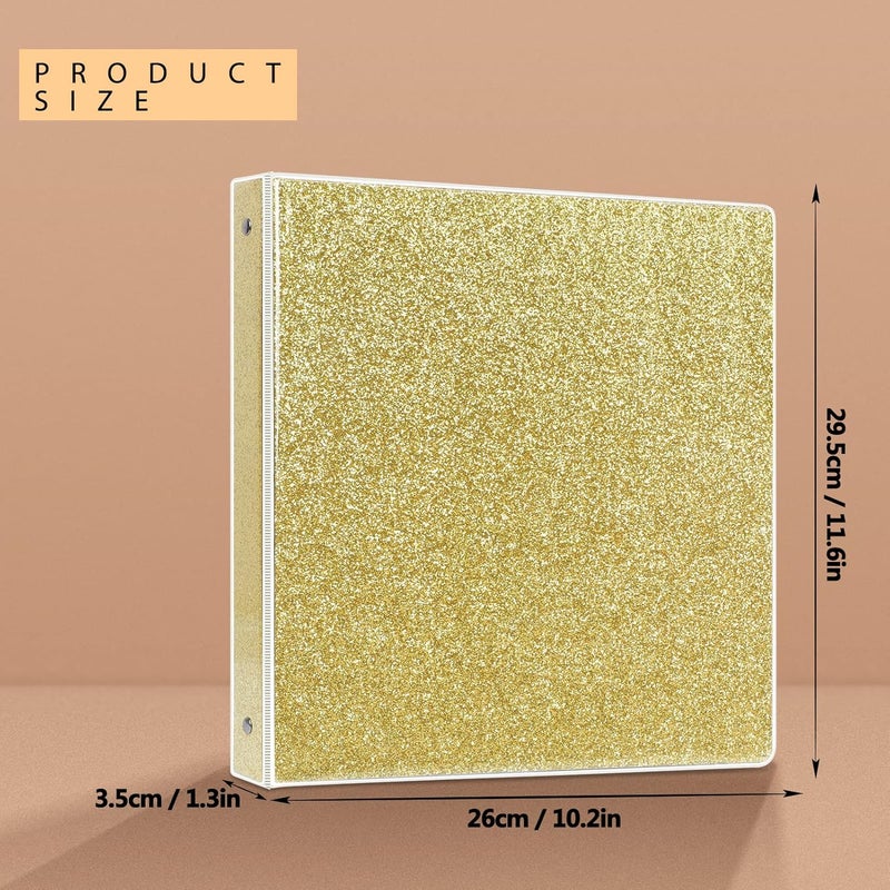 Nature Touch 3 Ring Binder, Glitter 1 Inch Binder Organizer (10.5'' x 11.5'') Holds 8.5’’ x 11’’ Letter Size 300 Pages, Waterproof Durable View Binder, 1 Pack, Gold - Image 2